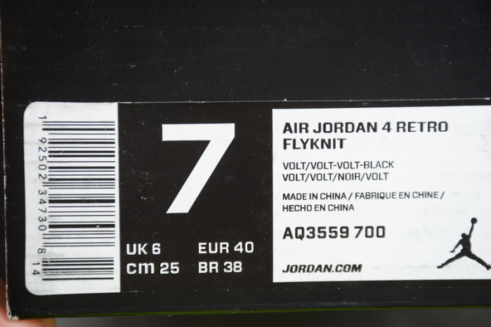 jordan 4 retro flyknit volt aq3559-700