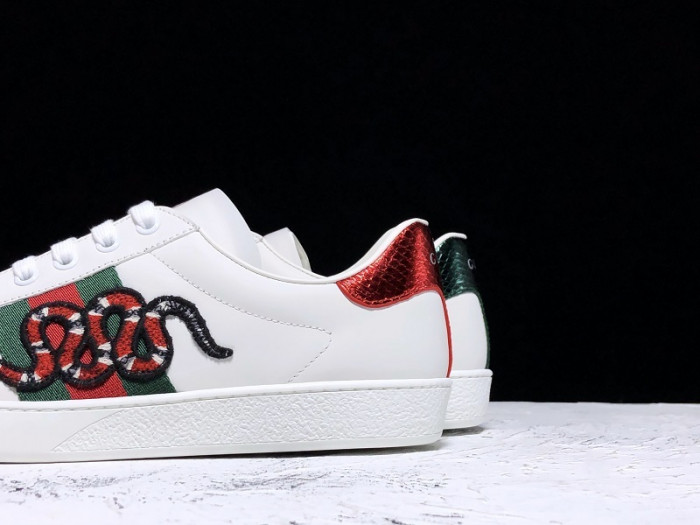 gucc ace embroidered low-top sneaker white with snake