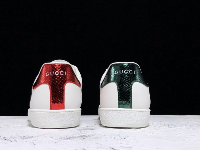 gucc ace embroidered low-top sneaker white with snake