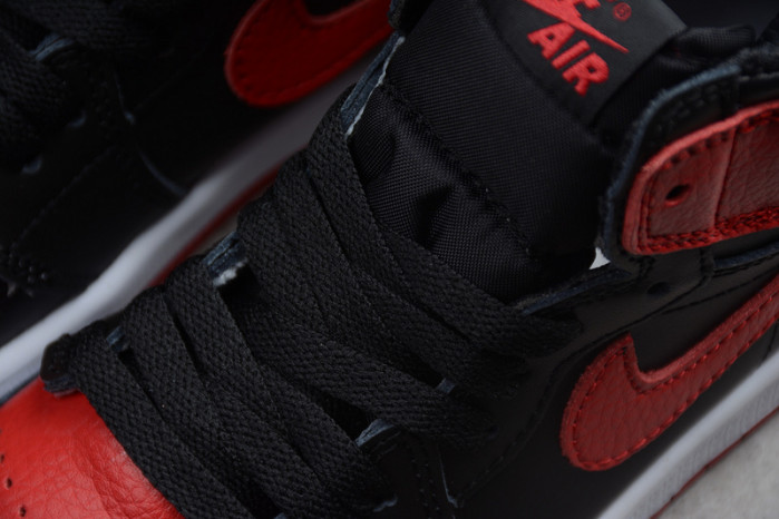 kids air jordan 1 retro high og banned bred black red 555088-001