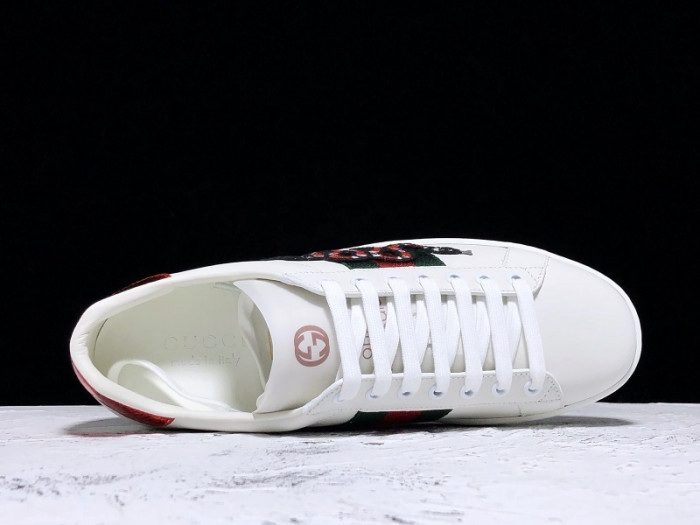 gucc ace embroidered low-top sneaker white with snake