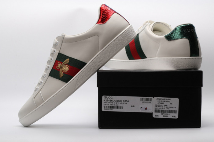 gucc ace embroidered low-top sneaker white with bee