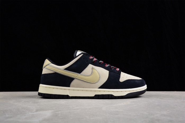nike dunk low lx black suede team gold (w) dv3054-001