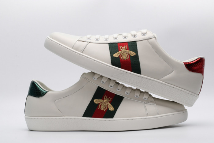 gucc ace embroidered low-top sneaker white with bee