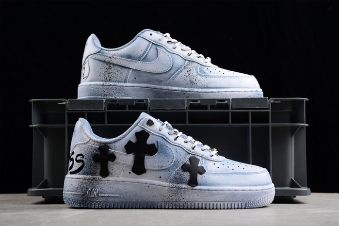 chrome hearts x air force 1 low blue cw2288-111