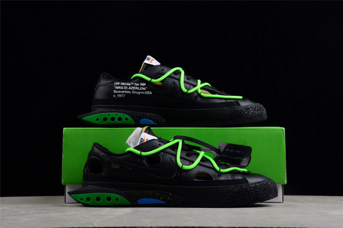 ow x nike blazer low black green dh7863-001