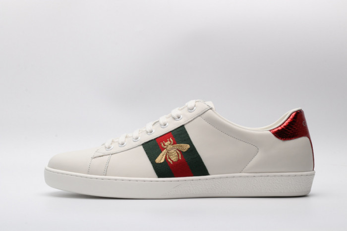 gucc ace embroidered low-top sneaker white with bee