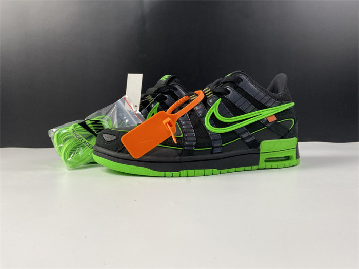 ow nike air rubber dunk "green strike" cu6015-001
