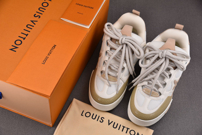louiv skate sneaker beige white