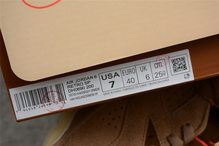 travis scott x air jordan 6 “british khaki” dh0690-200