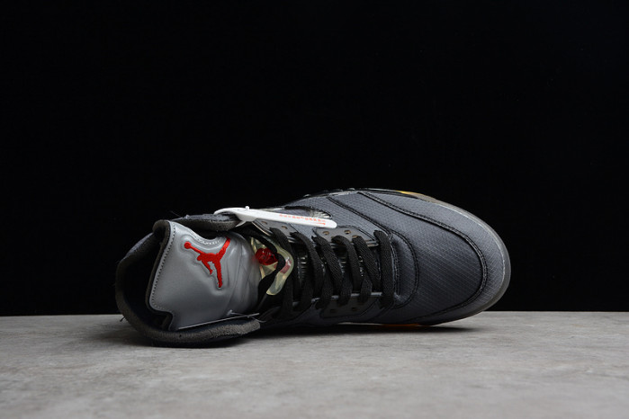 air jordan 5 retro ow black/muslin-fire red ct8480-001